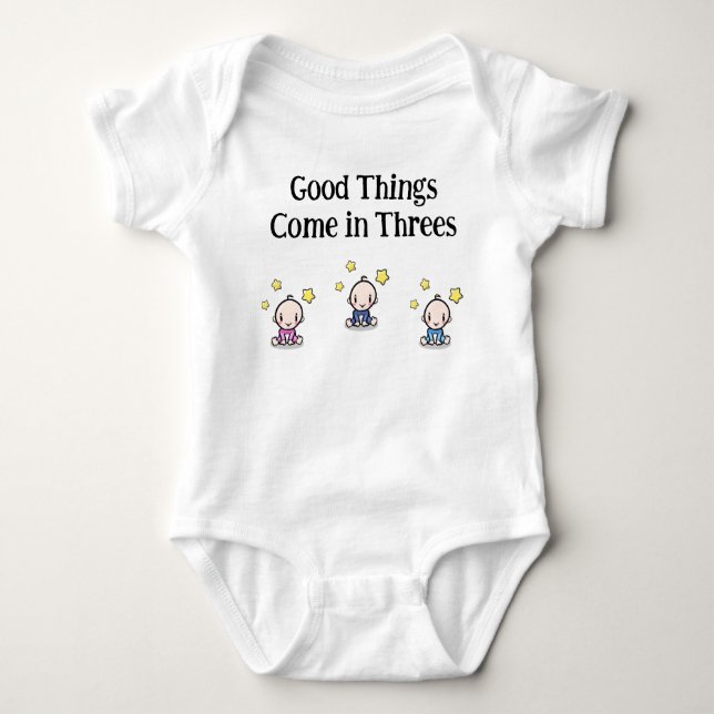 baby ett biet för triplets, triplets-presentidé. t shirt (Framsida)