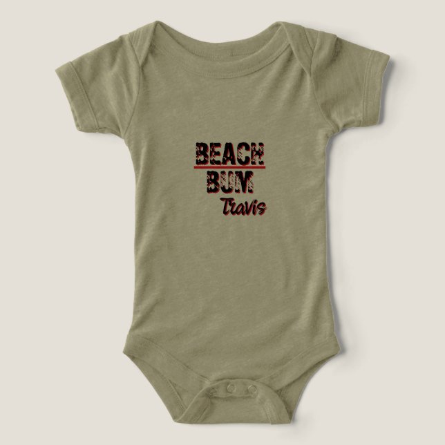 Baby ett biet säger "Beach Bum" T Shirt (Design Framsida)