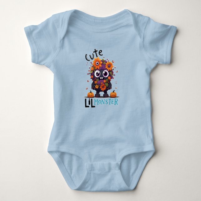 Baby ett biet-sött litet monstertema t shirt (Framsida)