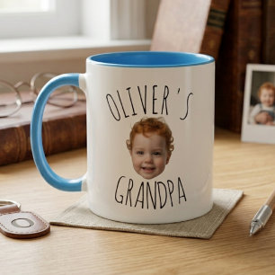 Baby Face Farfar Foto Namn Design Mugg