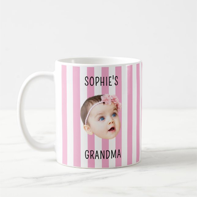 Baby Face Photo New Grandparents Mothers Day Gift  Kaffemugg (Vänster)
