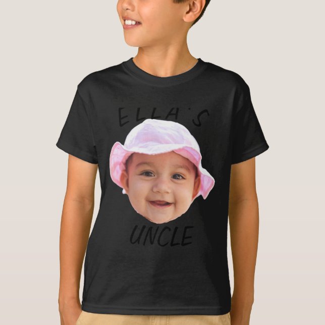 Baby Face Photo Text New Uncle  T Shirt (Framsida)