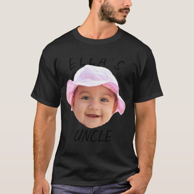 Baby Face Photo Text New Uncle  T Shirt (Framsida)