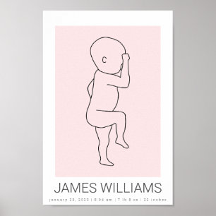Baby-fågelstaters Personlig Poster - rosa