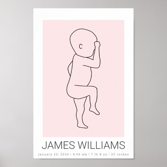 Baby-fågelstaters Personlig Poster - rosa (Framsidan)