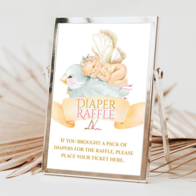 Baby Fairy and Bird Diaper Raffle Sign Inbjudningar (Skapare uppladdad)