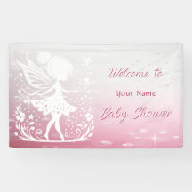 Baby Fairy Blommigt Shower Banner