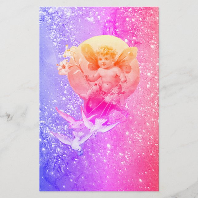 BABY FAIRY,DOVES,BLUE LILA ROSA SPARKLES,Fantasy Brevpapper (Framsida)