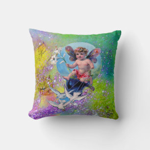 BABY FAIRY,DOVES GRÖNT LILA SPARKLES Baby Shower Kudde