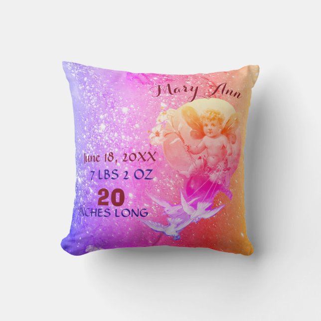 BABY FAIRY,DOVES ROSA BLUE GNISTRA Flicka Stats Kudde (Framsida)