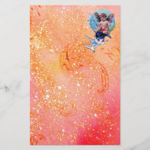 BABY FAIRY with DOVES IN SPARKLES,red rosa guld Brevpapper