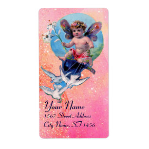 BABY FAIRY WITH DOVES IN SPARKLES,rosa blue Fraktsedel