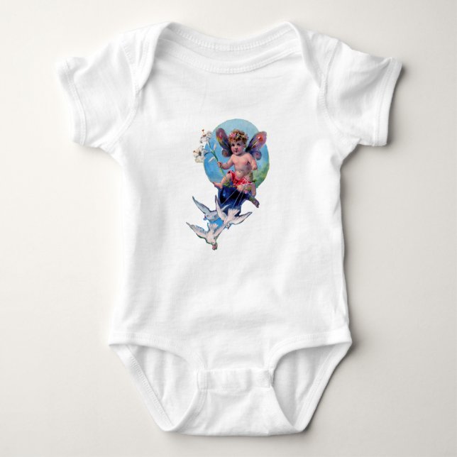 BABY FAIRY WITH DOVES T-SHIRT (Framsida)