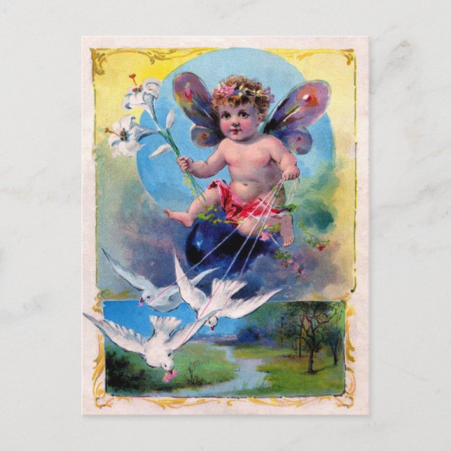 BABY FAIRY WITH DOVES VYKORT (Framsida)