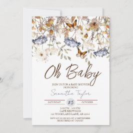 Baby, Fall Baby Shower, Butterfly, Foliage Inbjudningar