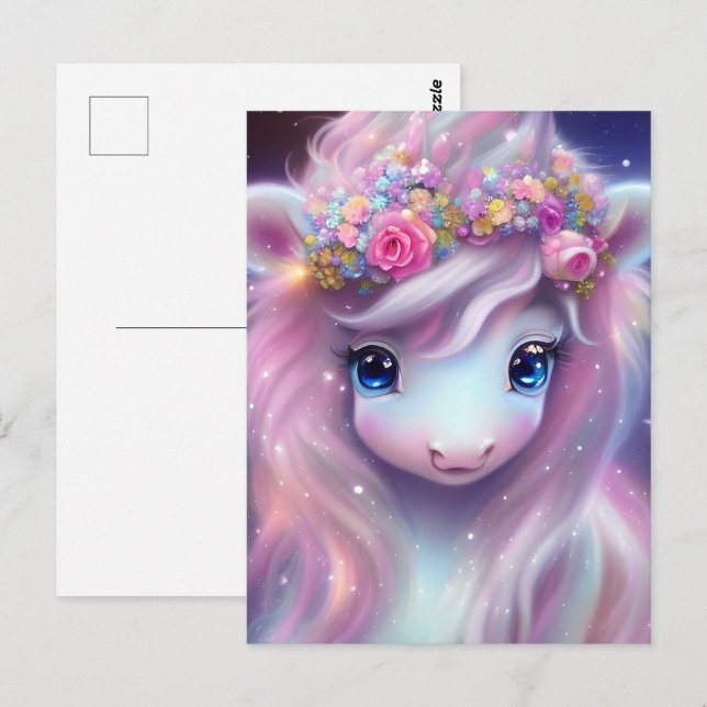 Baby Fantasy Unicorn Vykort (Fram/baksida)