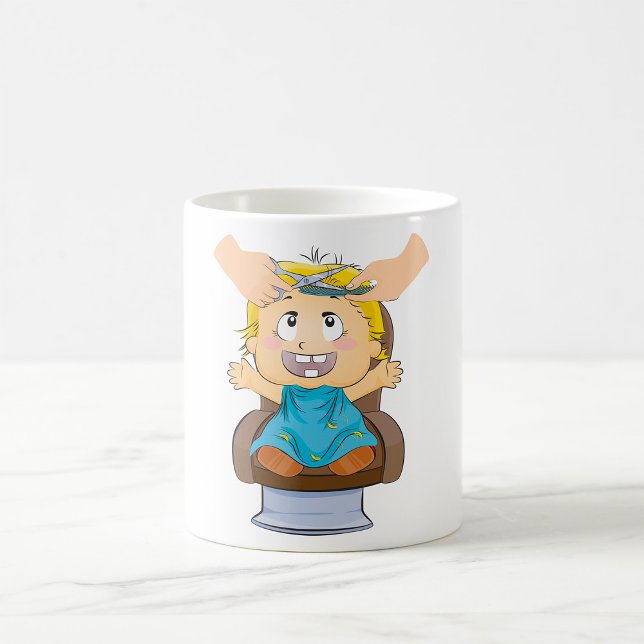 Baby får Haircut Funny Kids Barber Shop Kaffemugg (Skapare uppladdad)