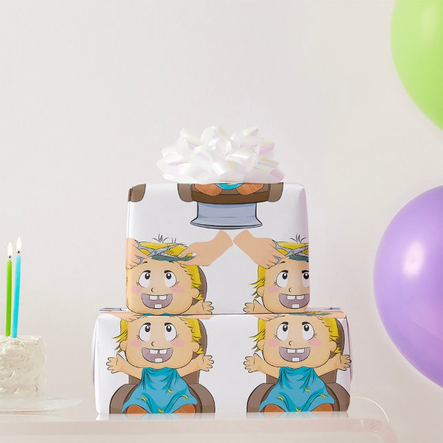 Baby får Haircut Funny Kids Barber Shop Presentpapper (Skapare uppladdad)