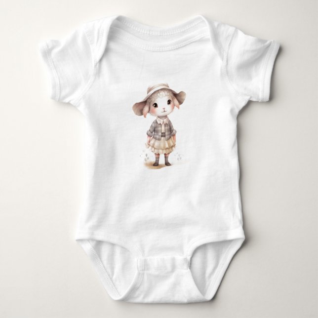 Baby får Lamb i Dress och Hat T Shirt (Framsida)