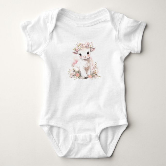 Baby får Lamb med blommor T Shirt (Framsida)