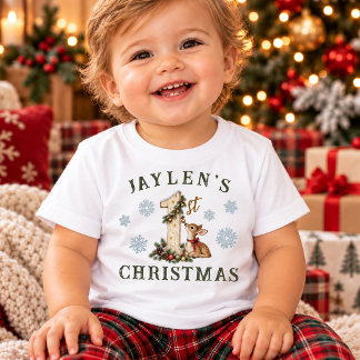 Baby Fawn Deer Anpassad Baby:s Första Jul T Shirt