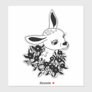 baby fawn doe hjort (art) klistermärken