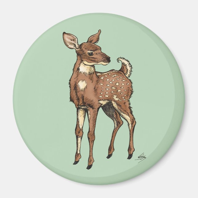 Baby Fawn med myntbakgrund Magnet (Framsidan)
