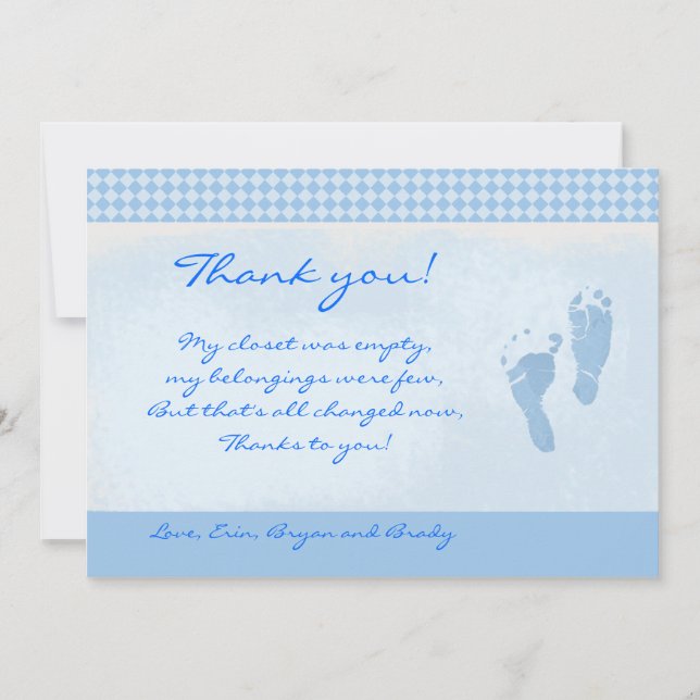 Baby Feet Blue Baby Shower Tack för ditt platta ko (Framsida)