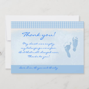 Baby Feet Blue Baby Shower Tack för ditt platta ko