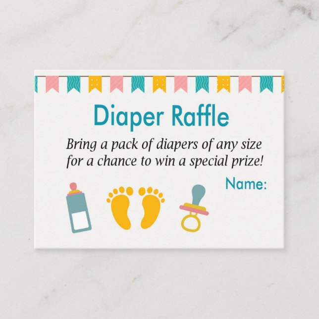 Baby Feet Diaper Raffle Biljett (Framsida)