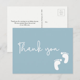 Baby Feet Dusty Blue minimal modern babydusch Vykort