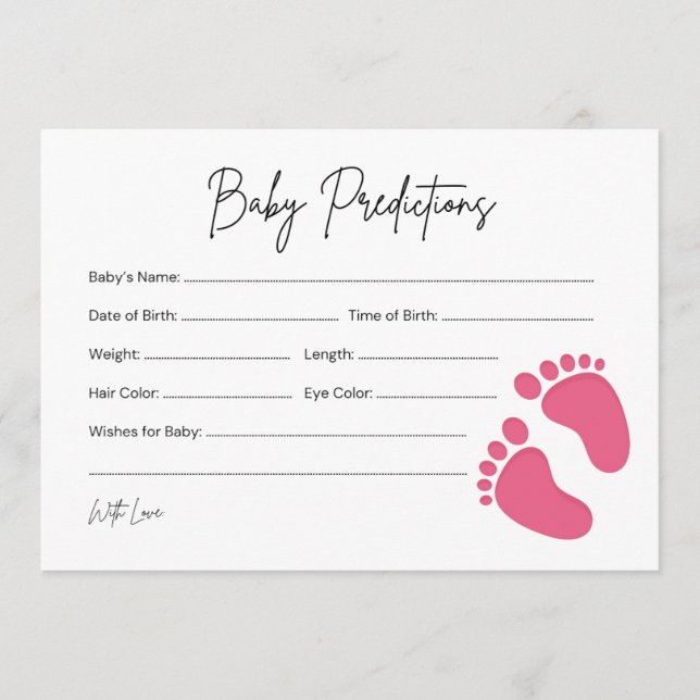Baby Feet Girl Baby Predence & Önskemål Card Rådkort (Framsida)