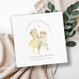 Baby Feet Gult Blommigt Kön Neutral babystötare Pappersservett
