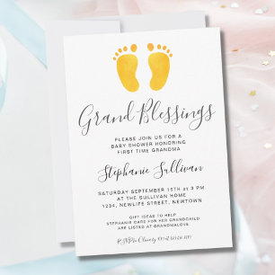 Baby Feet Gult Grandma Baby Shower Inbjudningar