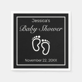 Baby Feet Modern Minimalist Black Baby Shower Pappersservett
