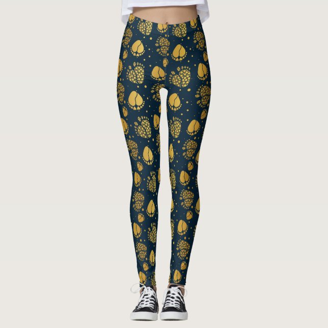 Baby Feet och Hearts i Guld Färg Leggings (Framsida)