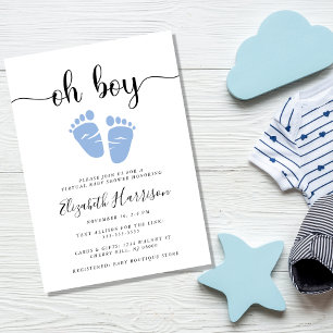 Baby Feet Oh Boy Virtuell Baby Shower Inbjudningar