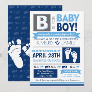 Baby Feet Poster inbjudan till Stil pojkvän Shower