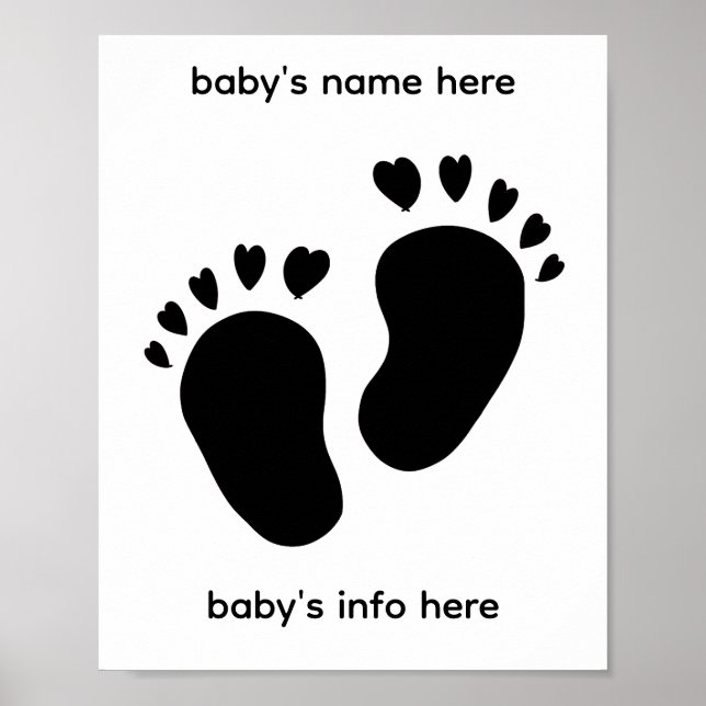 baby feet print with heart toes poster (Framsidan)