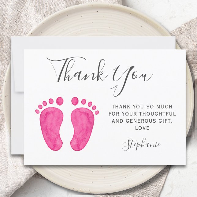 Baby Feet Rosa Baby Shower Tack Kort (Skapare uppladdad)