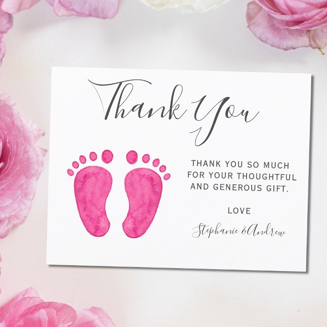 Baby Feet Rosa Baby Shower Tack Vykort (Skapare uppladdad)