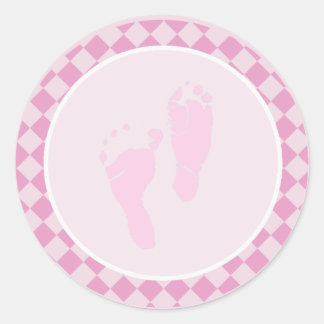 Baby Feet Rosa Girl Girl Girl Kuvert Seal Stickers Runt Klistermärke