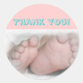 Baby Feet, tack! Fäst Runt Klistermärke