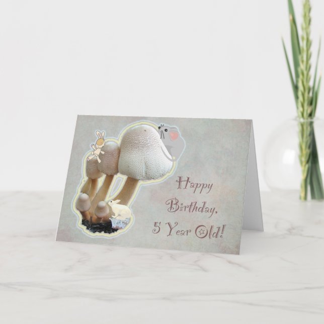 Baby femte Birthday Mushroom Playground Kort (Framsida)