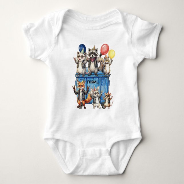 Baby Feral Födelsedags Bodysuit T Shirt (Framsida)