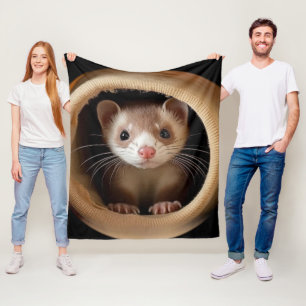Baby Ferret Ansikte - Cute Ferrets Fleecefilt