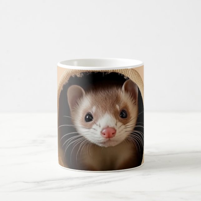 Baby Ferret Ansikte - Cute Ferrets Kaffemugg (Center)