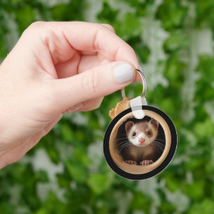 Baby Ferret Ansikte - Cute Ferrets Nyckelring