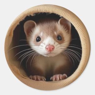 Baby Ferret Ansikte - Cute Ferrets Runt Klistermärke