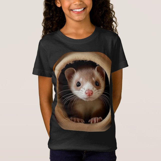 Baby Ferret Ansikte - Cute Ferrets T Shirt (Framsida)